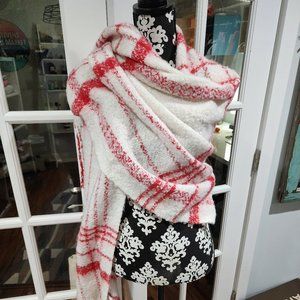 Free People Red/White Super Soft Blanket Scarf
